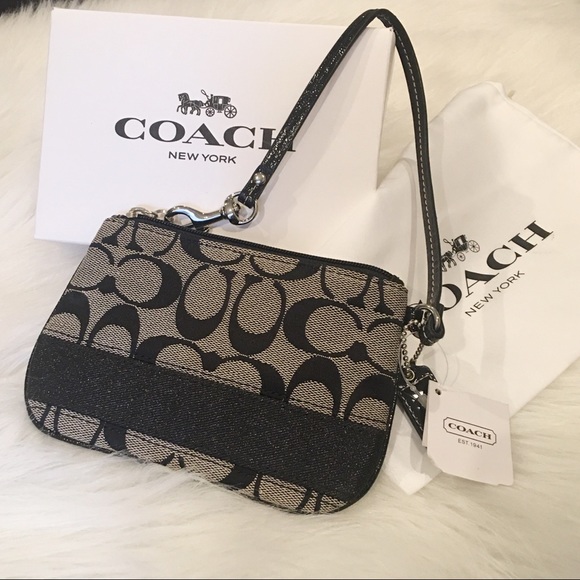 Coach Handbags - COACH BLACK & GRAY SIGNATURE LOGO WRISTLET